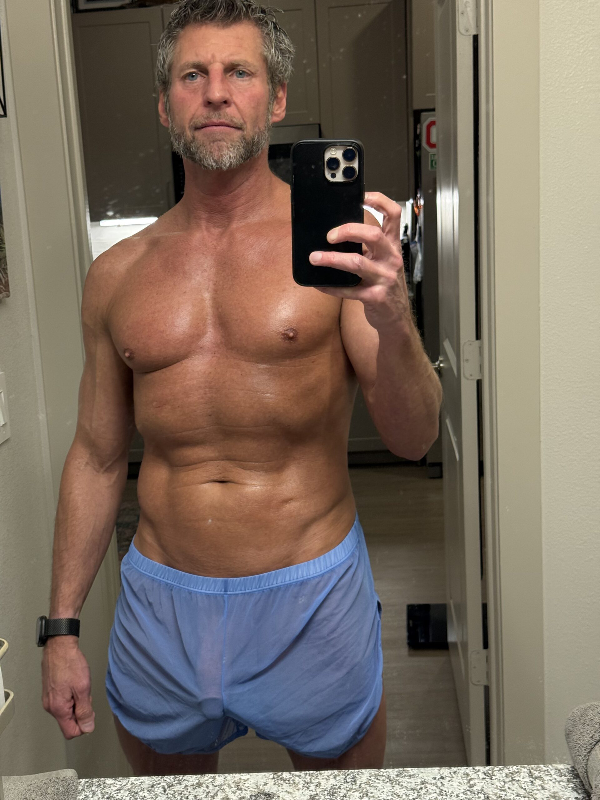 Muscle with sheer shorts