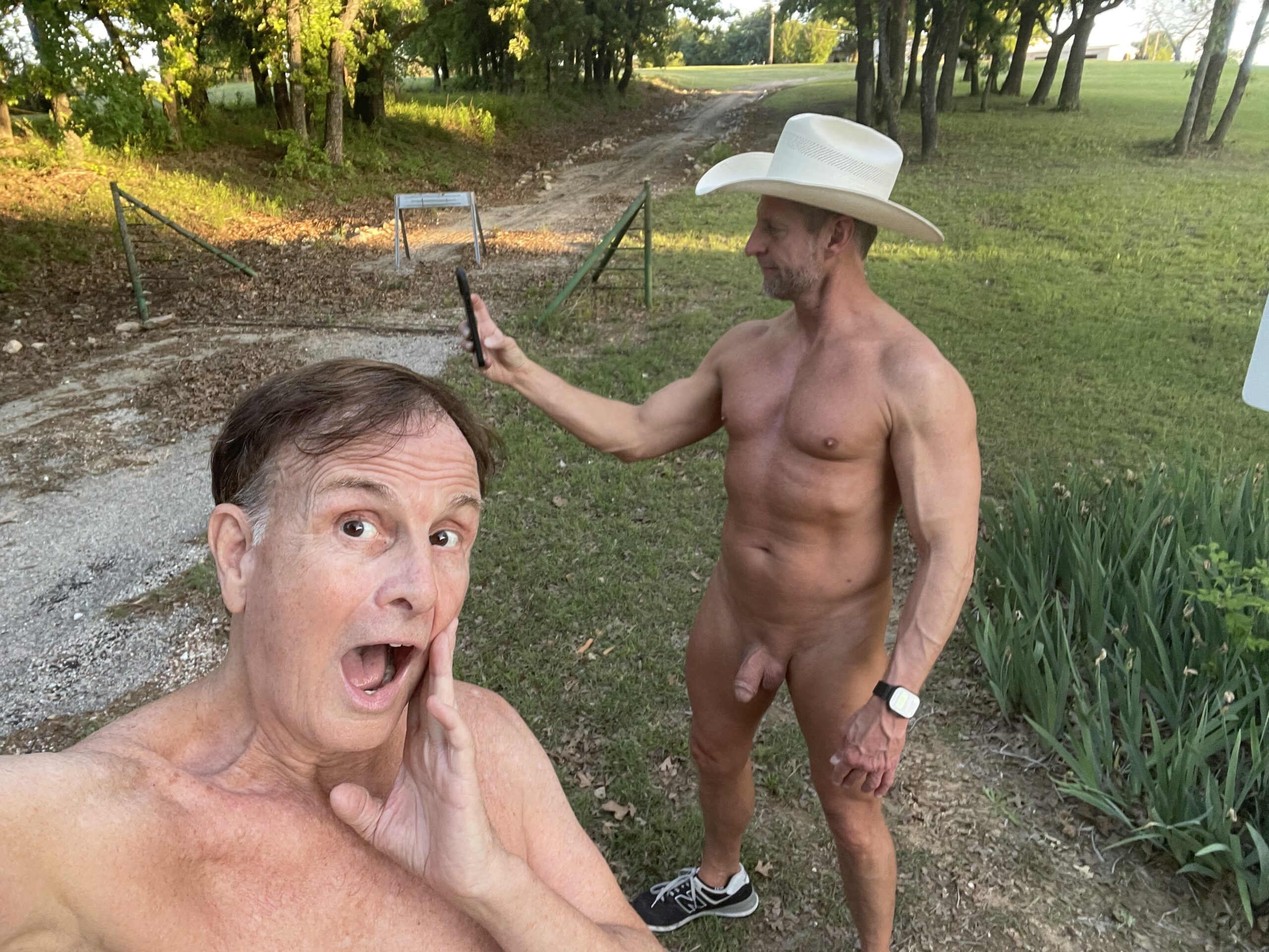 Naked on a path